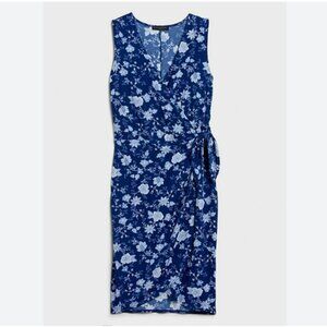 Banana Republic Factory Knot Wrap Dress - Blue and White Sheath Sleeveless